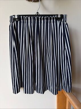 J. CREW Sidewalk Skirt Navy White Stripe Fully Lined Size 6